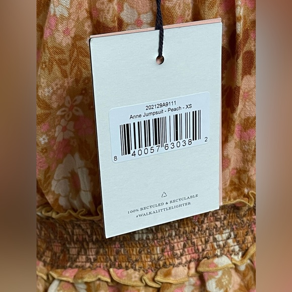 Spell & The Gypsy Collective Organic Cotton Peach Floral Anne Jumpsuit Size XS - Picture 9 of 13